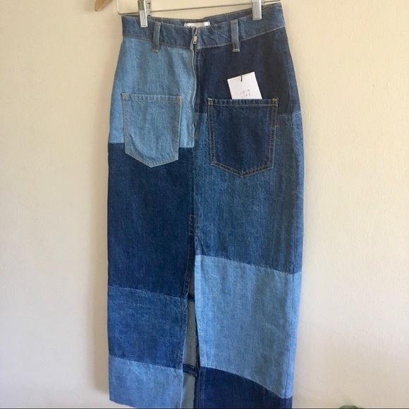 Zara Colourblock Denim Skirt - Picture 5 of 14